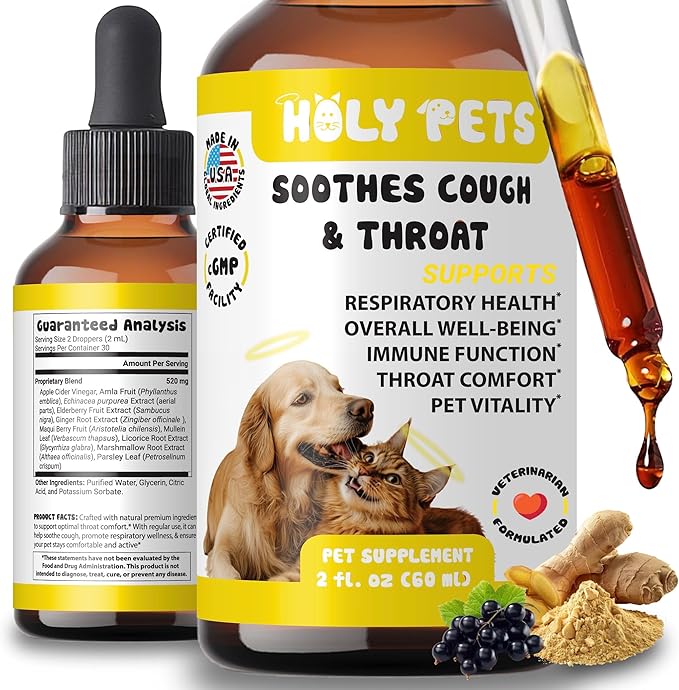 Cough Medicine for Dogs & Cats, Respiratory Infection Support - Sneezing Relief & Kennel Cough Treatment - Pet Asthma Support - Made with Natural Ingredients in The USA-PawvioPets
