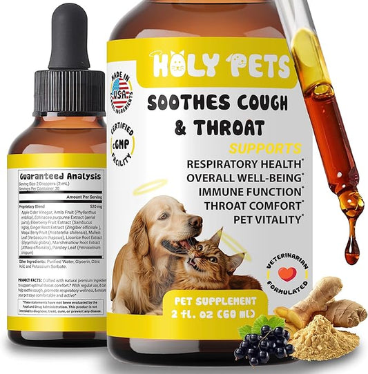 Cough Medicine for Dogs & Cats, Respiratory Infection Support - Sneezing Relief & Kennel Cough Treatment - Pet Asthma Support - Made with Natural Ingredients in The USA-PawvioPets
