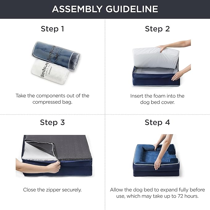 Bedsure Orthopedic Dog Bed for Extra Large Dogs - XL Washable Dog Sofa Beds Large, Supportive Foam Pet Couch Bed with Removable Washable Cover, Waterproof Lining and Nonskid Bottom, Navy Blue-PawvioPets