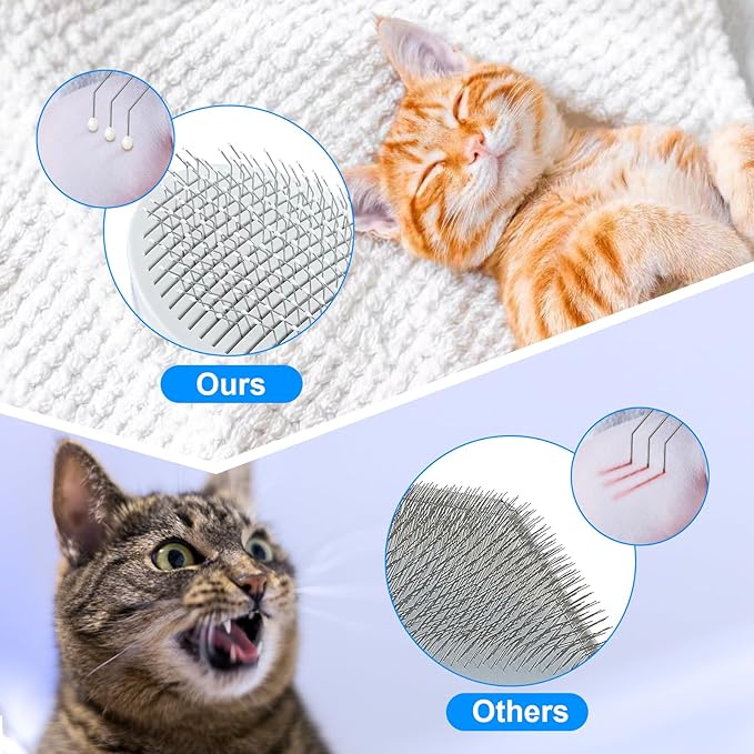 Cat Hair Brush,Cats Brushes for Shedding,Soft Silicone Self Cleaning Brush for Short and Long Haired Cats for Grooming and Shedding (Blue)-PawvioPets