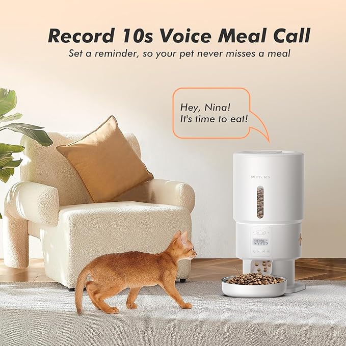 Automatic Cat Feeder - 5L Anti-Clog Cat Food Dispenser with Freshness Preservation, 1-6 Meals/Day, Programmable Portions, 10s Voice, 180-Day Battery Life, Auto Pet Feeder for Multi Cats & Dogs-PawvioPets