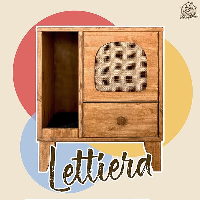 Cat Litter Box | Hidden Litter Box Furniture with Removable Divider | Wooden Cat Washroom Furniture | Indoor Cats House (Wood)-PawvioPets