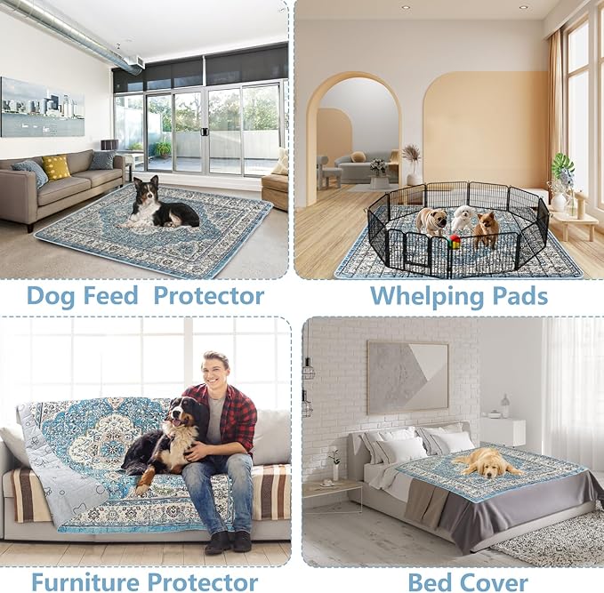 Extra Large Washable Pee Pads for Dogs (72"x72"), Upgrade Reusable Puppy Pads with Non-Slip Rug Pad, Super Thickening Absorbent Leakproof Dog Traning Pads Whelping Pad for Dogs, Doggie-PawvioPets