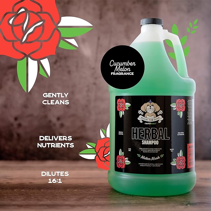 Bark2Basics Rock The Dog Herbal Pet Shampoo, 1 Gallon - Naturally Derived Ingredients, Unique Herbal Blend, Protects, Repairs, and Nourishes, Professional Grade-PawvioPets