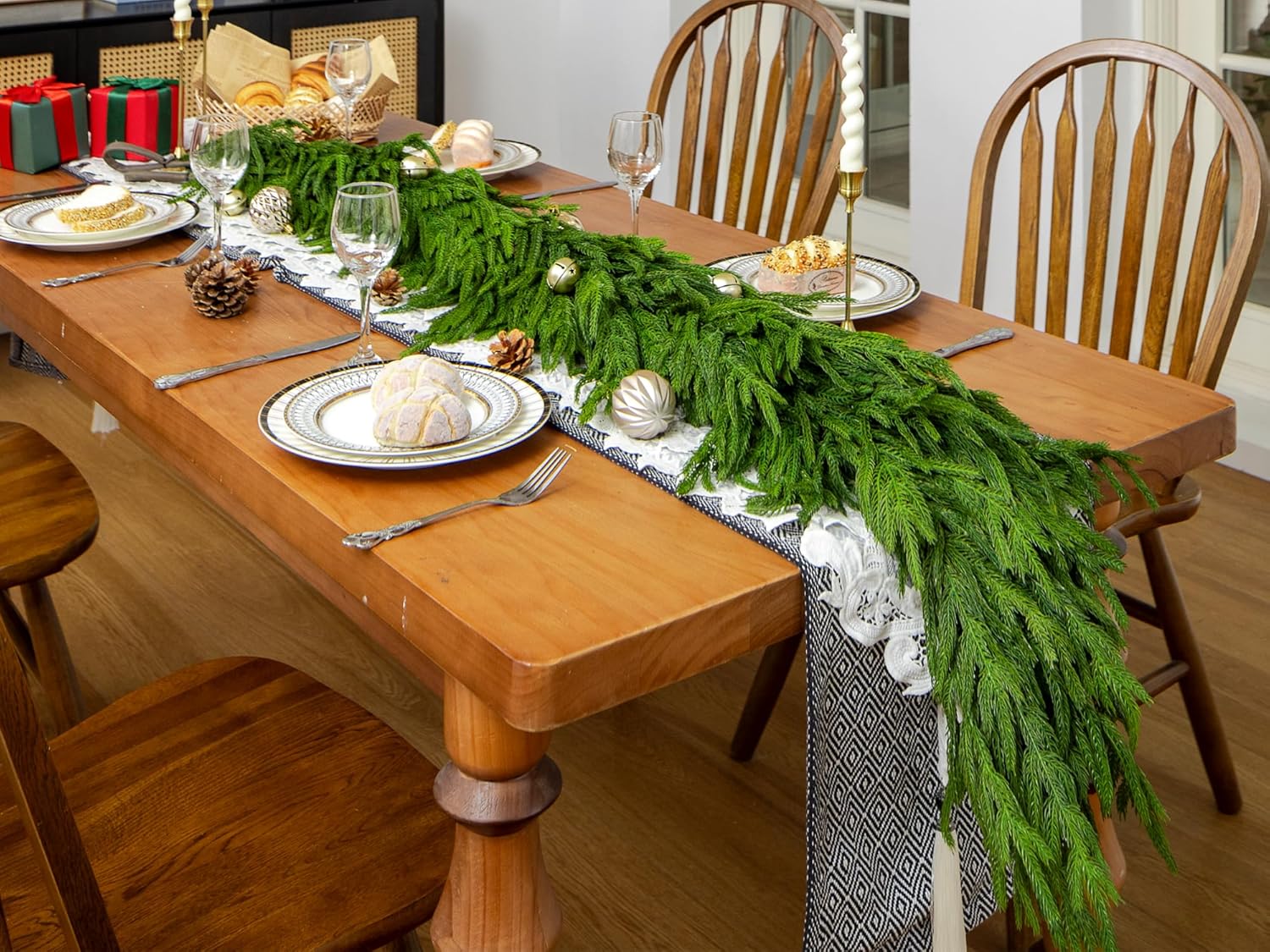 72" Extra Full Norfolk Pine Garland Realistic Christmas Garland Cedar Garland for Mantle Stairs Table Wall Fireplace Indoor Outdoor Xmas Christmas Decor Decorations