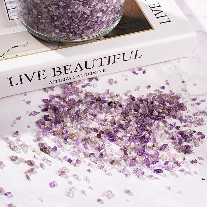 3 Lb Amethyst Crushed Stones Quartz Crystals Chips Bulk, Natural Tumbled Healing Stones for Decorative Fish Tank Vase Fillers Aquarium Gravel Rocks-PawvioPets