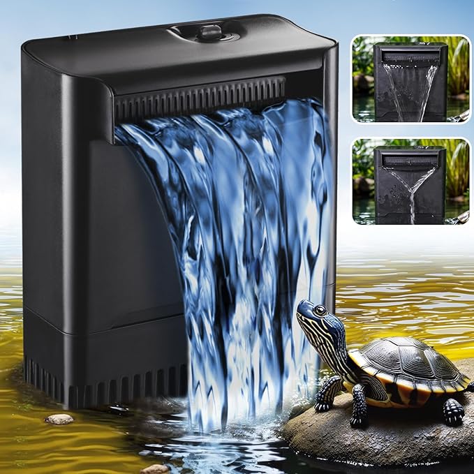 290GPH Turtle Tank Filter for 40-85 Gallon, Turtle Filter Low Water Level Available and Flow Adjustable, Turtle Water Filter for Shrimps Amphibians Turtle Tank Saltwater Freshwater Crystal Clear-PawvioPets