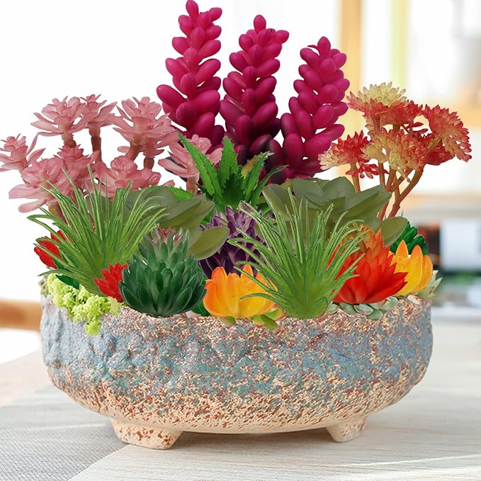 22pcs Colorful Fake Succulents, Mini Artificial Succulents for DIY Crafting Home Terrarium Floral Wall Garden Arrangement Office Decoration (Unpotted)-PawvioPets