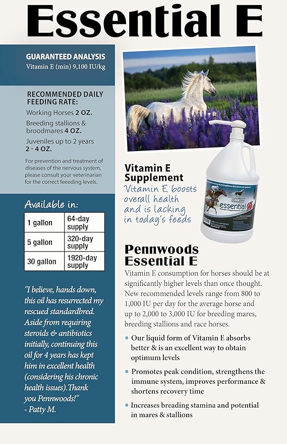 Essential E: Equine Vitamin E Supplement for Horse Health, Performance, Recovery & Nutrition - 1 Gallon-PawvioPets