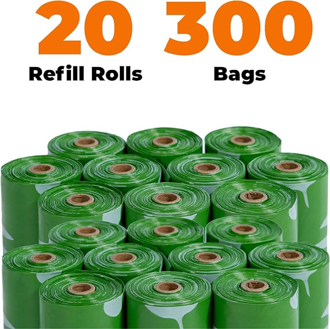 Best Pet Supplies Poop Bags for Dogs, 50% Post-Consumer Recycled Content dog waste bags on rolls, fits all poop bag holders for leashes - 300 Count, Green, Lavender Scented-PawvioPets