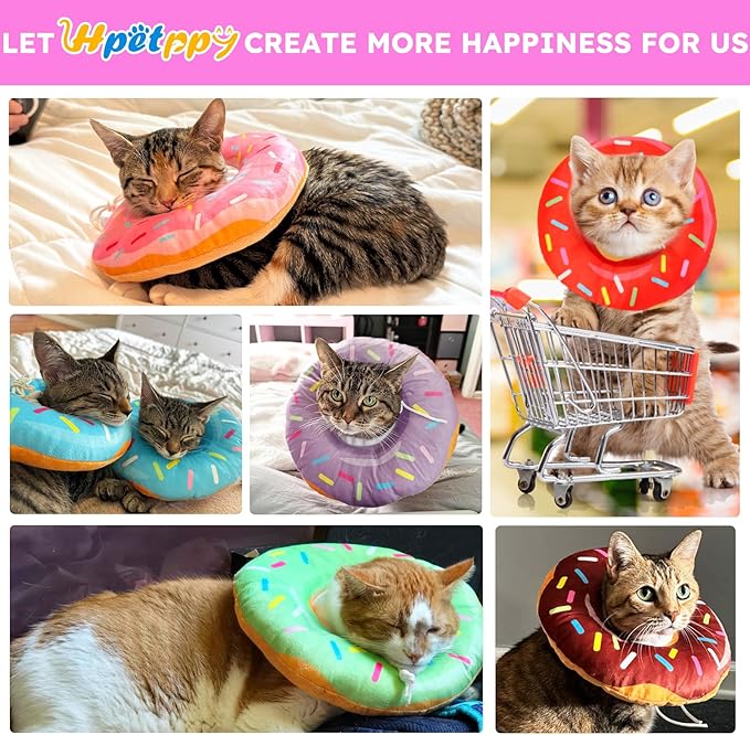 Cat Cone Collar Soft, Cat Recovery Collar for Wound Healing Cute Cat Adjustable Cat Cones to Stop Licking Comfortable Lightweight Neck Elizabethan Collars for Cats Purple-PawvioPets