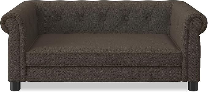Dog Sofa Couch for Medium to Large Dogs, Memory Foam Pet Sofa Couch with Washable Fabric, Durable Elevated Dog Bed with Legs, Removable Cushion for Medium and Large Dogs, Dark Brown-PawvioPets