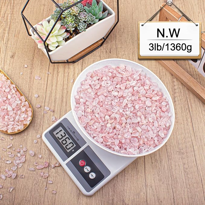 3 Lb Rosy Pink Stones Aquarium Gravel Rocks, Tumbled Chips Crushed Crystal Quartz Healing Stones for Garden|Vase Filler|Fish Turtle Tank Decorations-PawvioPets