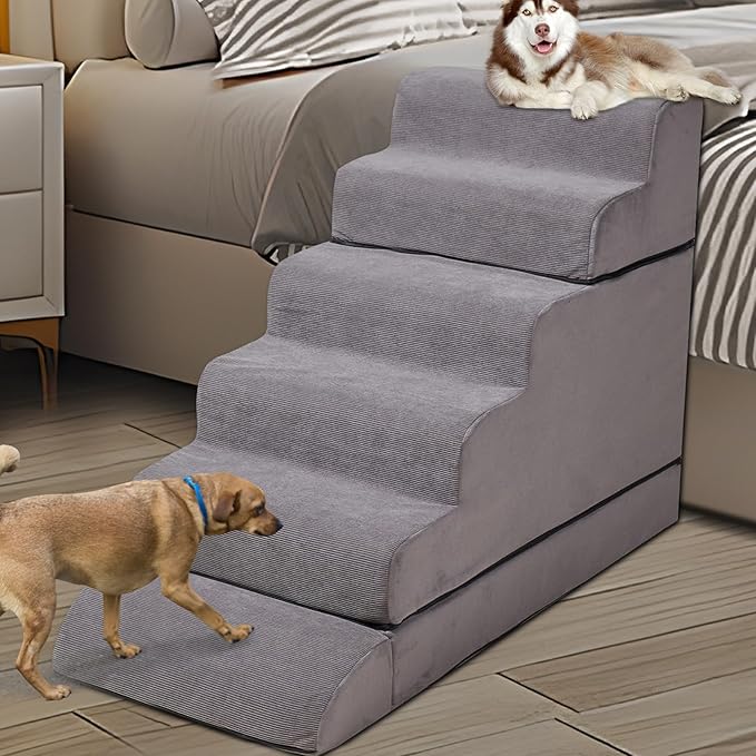 24-30inches High Dog Stairs & Steps for High Beds Tall, LitaiL 29inch 6 Steps Pet Stairs/Steps for High Beds Large Dogs, Non-Slip Dog Ramps for Small Dogs, for Older Cats-PawvioPets