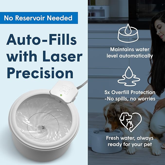 Always Full® 9" Pet Water Bowl and Bottle Pump Bundle, Self-Refilling, Clean Filtered Water, App-Enabled Hydration Monitoring, Easy Upgrade to Wall Unit, Cat and Dog Water Bowls-PawvioPets