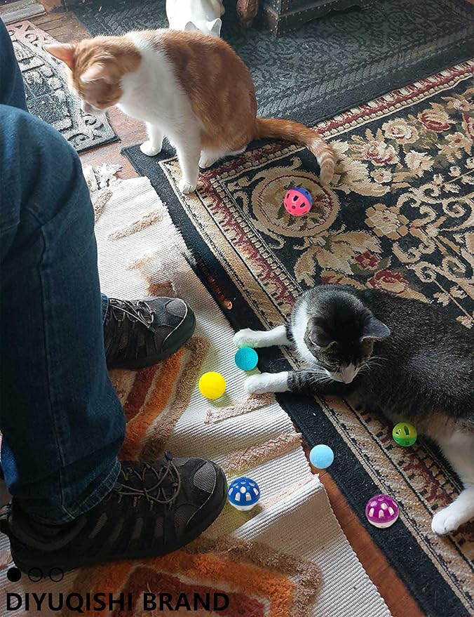 40-Piece Cat Toy Variety Pack for Indoor Cats and Kittens, Bouncy Paws (1.5'' - 2.2'', Cat Toys Deluxe Pack)-PawvioPets