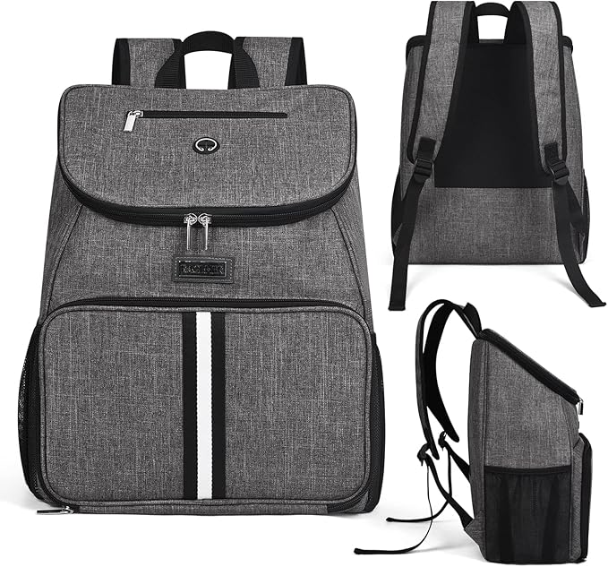 BAGLHER丨Dog Travel Bag, Airline Approved Pet Supplies Backpack, Dog Travel Backpack Accessories Set with 2 Silicone Collapsible Bowls and 2 Food Baskets, Gray-PawvioPets