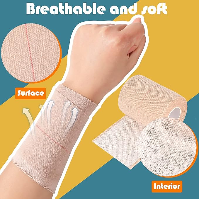 4 Rolls Elastic Tape Adhesive Elastic Tape Self Adhesive Bandage Wrap Flexible Stretch Bandages for Sports Ankle, Knee and Wrist Sprains Animal Pets, 5 Yard (3 Inch in Width)-PawvioPets