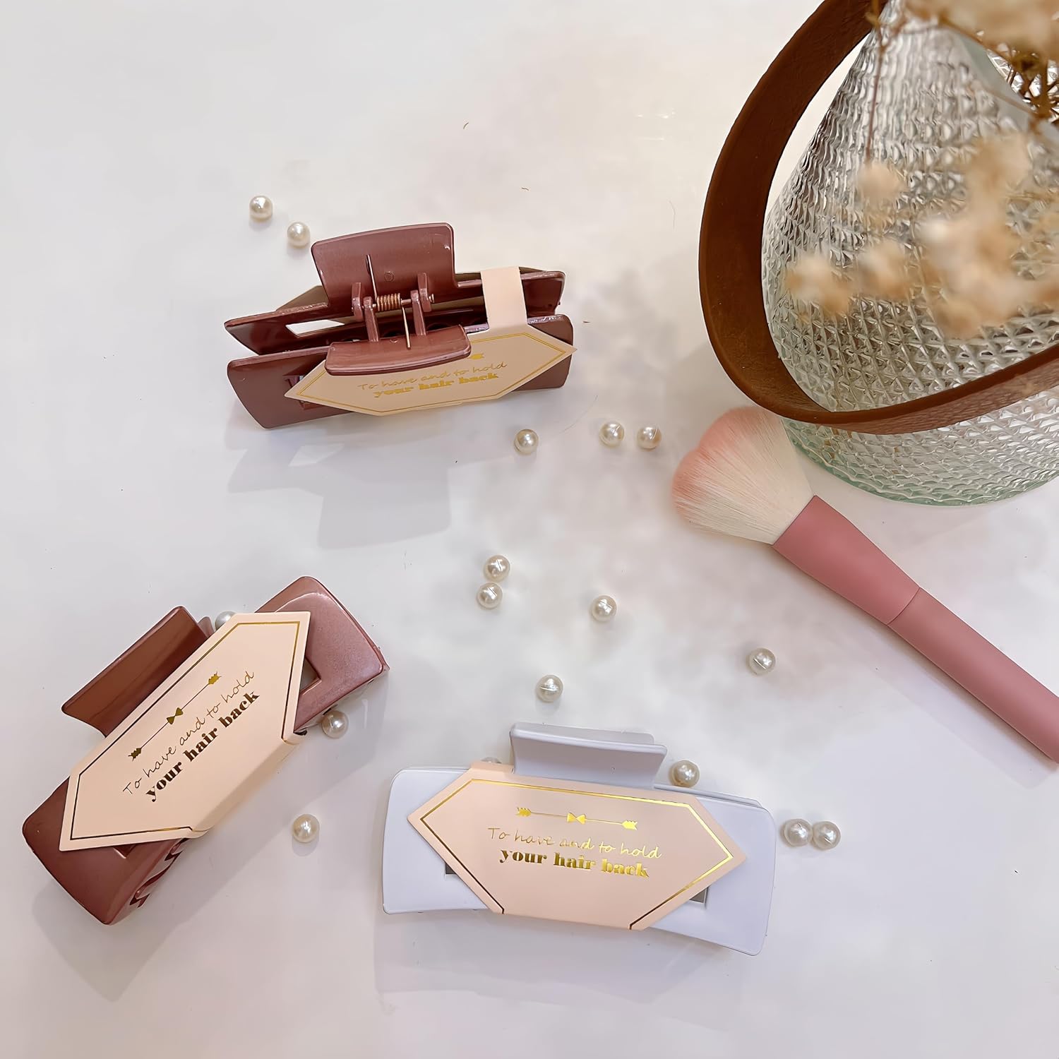 18pcs Bridesmaid Scrunchies Proposal Gifts Bachelorette Hair Claws Clips Girls heart sunglasses for Wedding Party Favors (White&Rose )