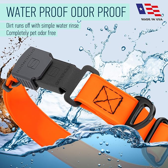 Dogline Biothane Waterproof Dog Collar with Herm Sprenger Stainless Steel Quick Release Buckle – Heavy Duty Tactical Durable Collar for Dogs – Comfortable and Safe Pet Collar, W 1" L 15-25", Orange-PawvioPets