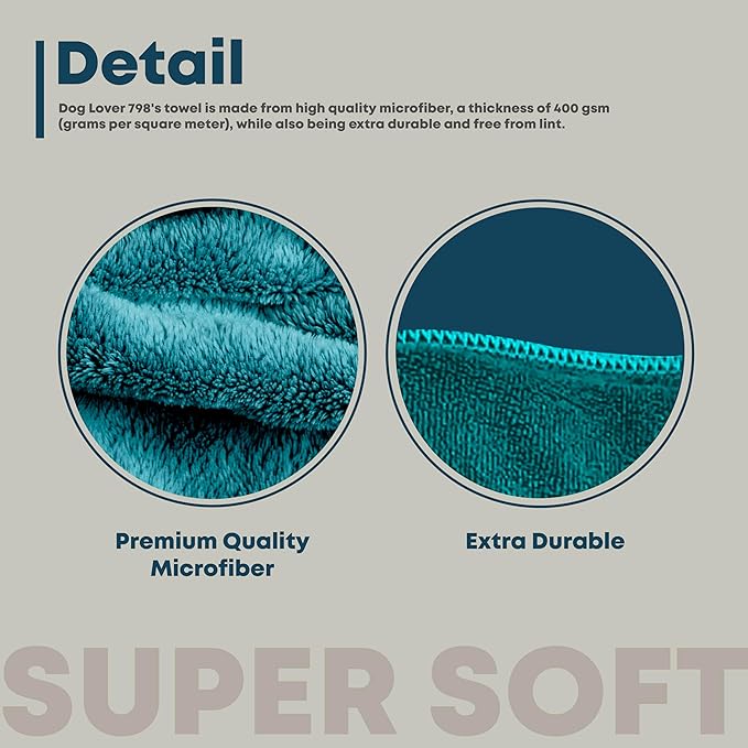 Extra Large Dog Towel Soft Absorbent Bath Pet Towels for Drying Dogs, Elastic Terry Microfiber Soft Towel, Machine Washable, Quick Dry, Multipurpose (L, XL, 2XL) (Green, L)-PawvioPets