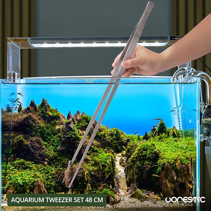 2 Pcs Heavy Duty Reptile Feeding Tongs, Aquarium Tweezers 18 Inch, Straight and Curved Extra Long Tweezers, Reptile Tongs, Aquarium Tongs, Aquarium Tweezers Extra Long-PawvioPets