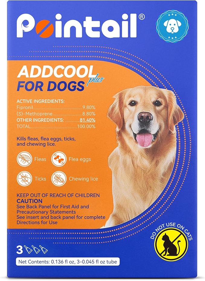Flea and Tick Prevention for Dogs, Addcool Dog Flea and Tick Treatment, Flea & Tick Control Topical Drops, 3 Doses, Vet-Recommended(23-44 lbs)-PawvioPets