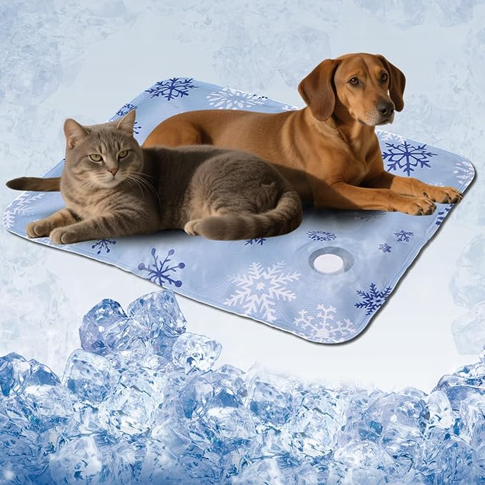 Dog Cooling Mat, Cooling Mat for Dogs & Cat, Provides Instant Relief for Small, Medium, Large Dogs, Washable, Non-Slip Design, Perfect for Hot Summer Days to Keep Pets Comfortable(M 19.6''*23.6'')-PawvioPets
