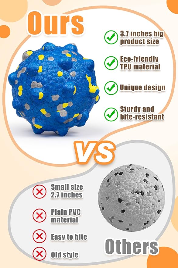 Dog Tennis Balls for Aggressive Chewers, Indestructible Durable Bouncy Interactive Toy for Dogs Fetch Game Lightweight Floating Outdoor Training(Yellow+Blue Medium)-PawvioPets