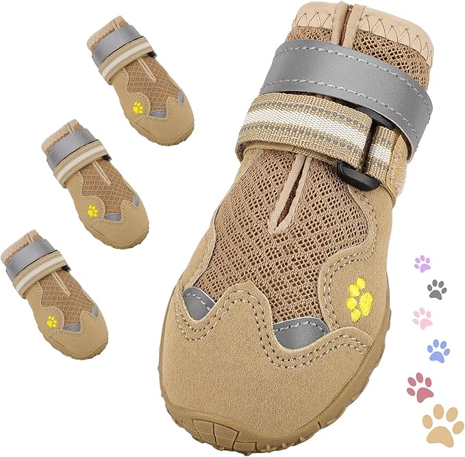 Dog Shoes for Large Medium Small Dog, Mesh Breathable Dog Shoes for Hot Pavement, Anti-Slip Dogs Boots Paw Protectors with Reflective for Outdoor Walking Indoor Hardfloors (Size 2)-PawvioPets