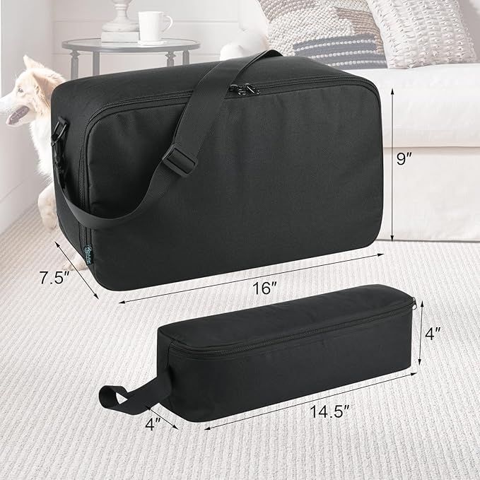 Beautyflier Pet Grooming Supplies Organizer, Protective Tote Bag Case for Pet Grooming Kit & Vacuum Suction Dogs Cats Hair, Travel Pouch Bag for Pet Dog Grooming Vacuum Kit, Bag Only (Black)-PawvioPets