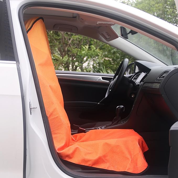 Car Seat Cover Protector Front Seats,for Gym Workout,Running,Swimming,Beach and Hiking,Waterproof Sweat Towel Bucket Seat Covers for Cars SUV Trucks (Orange, 2Pcs)-PawvioPets