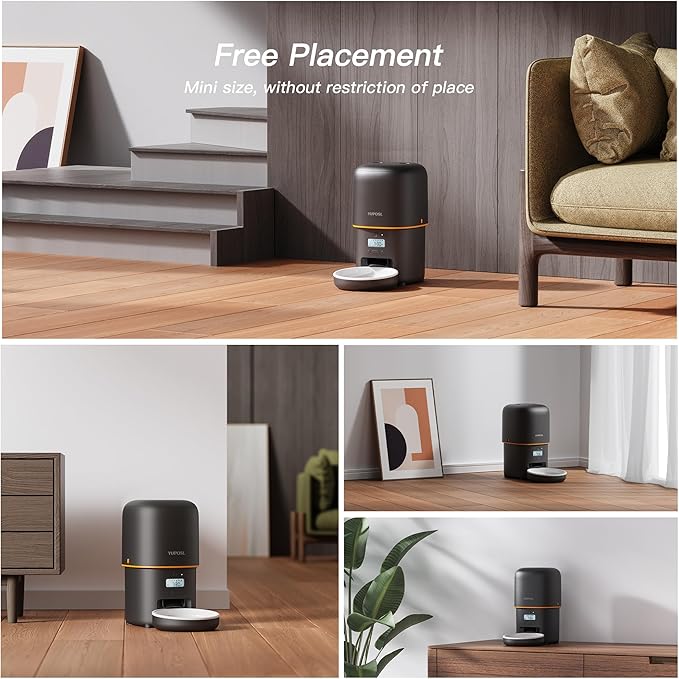 Automatic Cat Feeder - 2L Cat Food Dispenser, Timed Auto Pet Feeder with 180-day Battery Life, 1-6 Meals Per Day, 1-16 Portion, Ceramic Bowl, Desiccant Bag Keeps Dry Food Fresh, Also for Small Dogs-PawvioPets