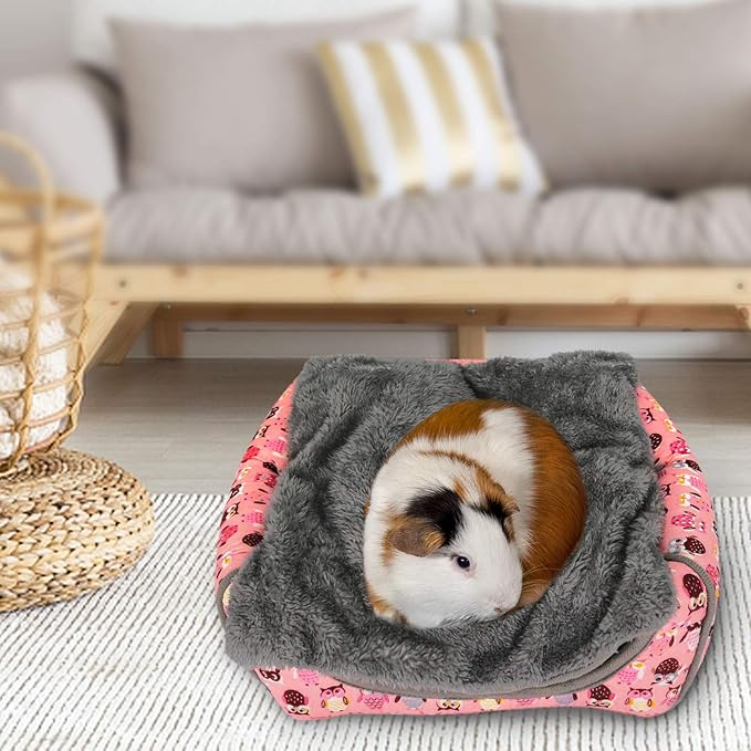 BWOGUE Guinea Pig House Bed Cozy Hamster Cave Large Hideout for Dwarf Rabbits Hedgehog Bearded Dragon Winter Nest Hamster Cage Accessories-PawvioPets