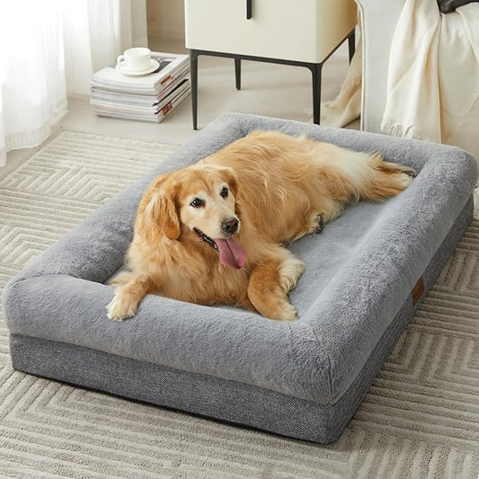 BFPETHOME XL Extra Orthopedic Dog Bed for Large Dogs – Washable Couch-Style Pet Bed with Supportive Bolster Sides, Removable Waterproof Cover, Non-Slip Bottom, Comfortable Dog Bed for Better Sleeping-PawvioPets