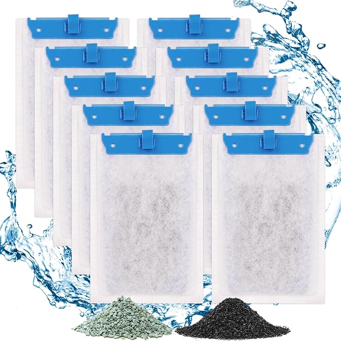 fishkeeper 10 Pack Medium Filter Cartridges Compatible with Tetra Whisper Bio-Bag Filters Replacement Filter Cartridges for Whisper Filters 10i / IQ10 / PF10 and TetraFauna ReptoFilter(Ready to Use)-PawvioPets