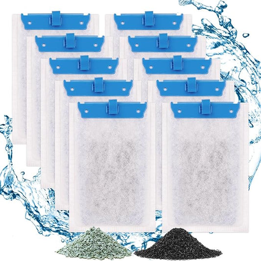 fishkeeper 10 Pack Medium Filter Cartridges Compatible with Tetra Whisper Bio-Bag Filters Replacement Filter Cartridges for Whisper Filters 10i / IQ10 / PF10 and TetraFauna ReptoFilter(Ready to Use)-PawvioPets