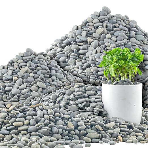 45 LB Mexican Beach Pebbles, 0.4-1 Inch Natural Unpolished Bulk Rocks, Decorative River Rocks for Landscaping Garden Paving Plant, Rocks for Walkways and Outdoor Decorative Stone, Grey-PawvioPets
