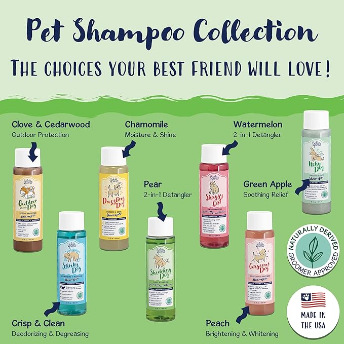 Bobbi Panter Dog Shampoo and Conditioner - Made in USA - All Natural 2-in-1 Formula for Nourish, Detangle & Reduce Shedding - Concentrated 10:1 for Professional Groomers - Pear Scent, 13 Oz-PawvioPets