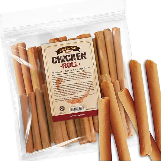 Gootoe Chicken Dog Treats – Chicken Roll 12oz – All Natural, Grain-Free, Low Fat, Premium Training Chews, Healthy & Easily Digestible-PawvioPets