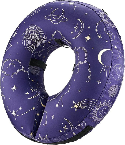 BENCMATE Inflatable Dog Cone Collar Alternative, Soft Dog Cone for Small Medium Large Dogs and Cats, Neck Recovery ECollar Donut Collar After Surgery (Small, Constellation)-PawvioPets