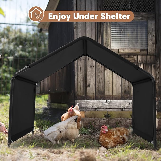Dog Shade Shelter Outdoor 4'x4'x3' Tent for Large Medium Dogs, Outside Sun Rain Canopy Pet House for Cats Pigs Livestock with Waterproof Roof Ground Nails,Black-PawvioPets