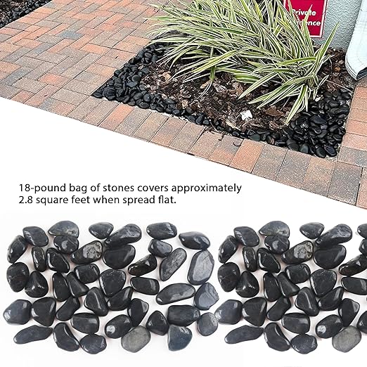 18LB 1"-2" Black River Rocks for Plants, Polished Pebbles for Garden Landscaping, Planters, Aquariums, Vase Fillers – Indoor & Outdoor Decor-PawvioPets