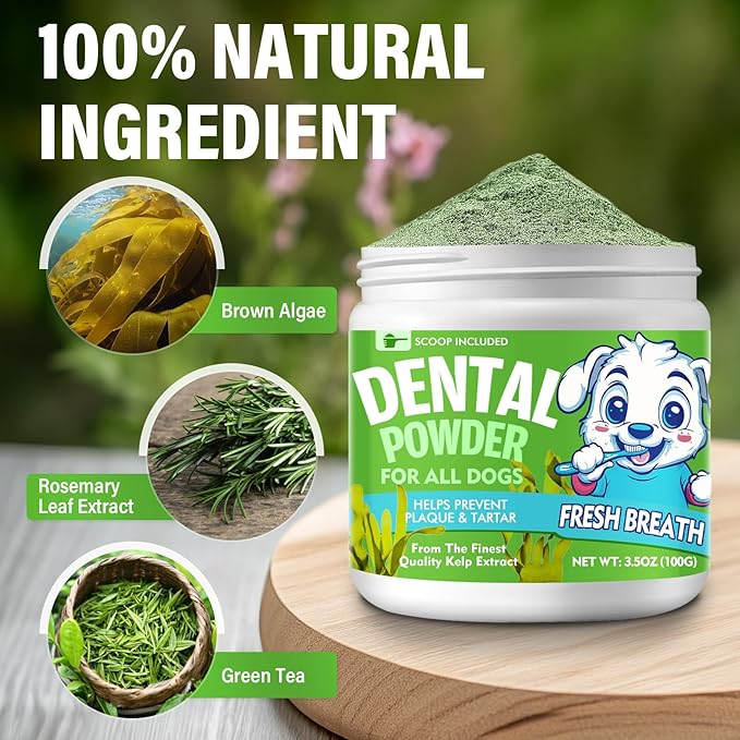 Dog Dental Powder, Dog Breath Fresh Powder, Teeth Cleaning, Reduce Bad Breath & Plaque, Suitable for Dogs and Cat (100g)-PawvioPets
