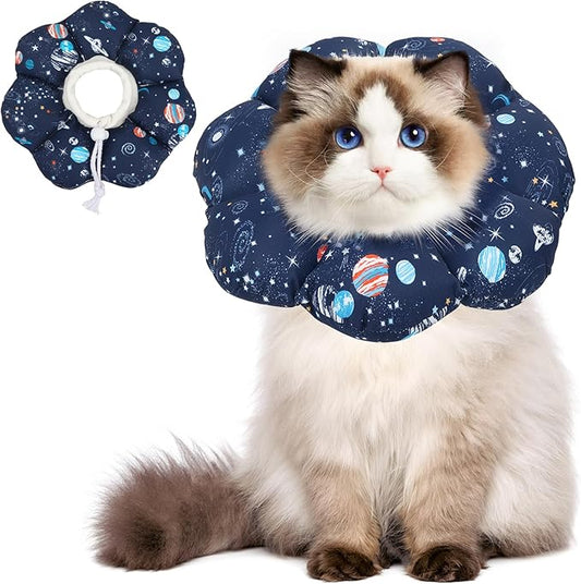 ComSaf Soft, Protective Adjustable Cat Cone Collar to Stop Licking After Surgery, Comfortable Lightweight Elizabethan Collar for Large Cat and Small Dog, Dog Recovery Collar Prevents Licking Wounds-PawvioPets