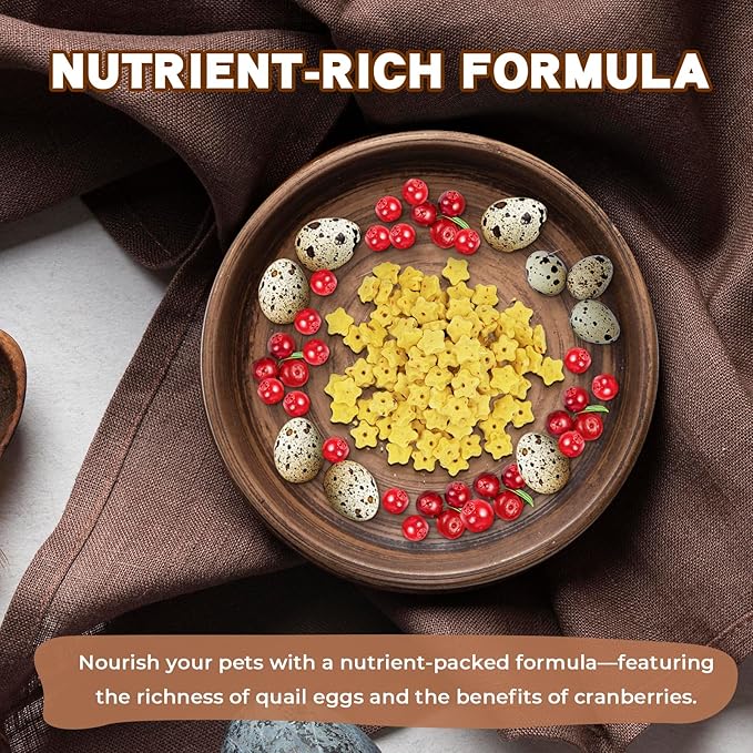 Freeze Dried Quail Egg Yolk & Cranberry Cube Cat & Dog Treats Biscuits, Dehydrated Healthy Tasty Snack for Training 2.5 Ounce-PawvioPets