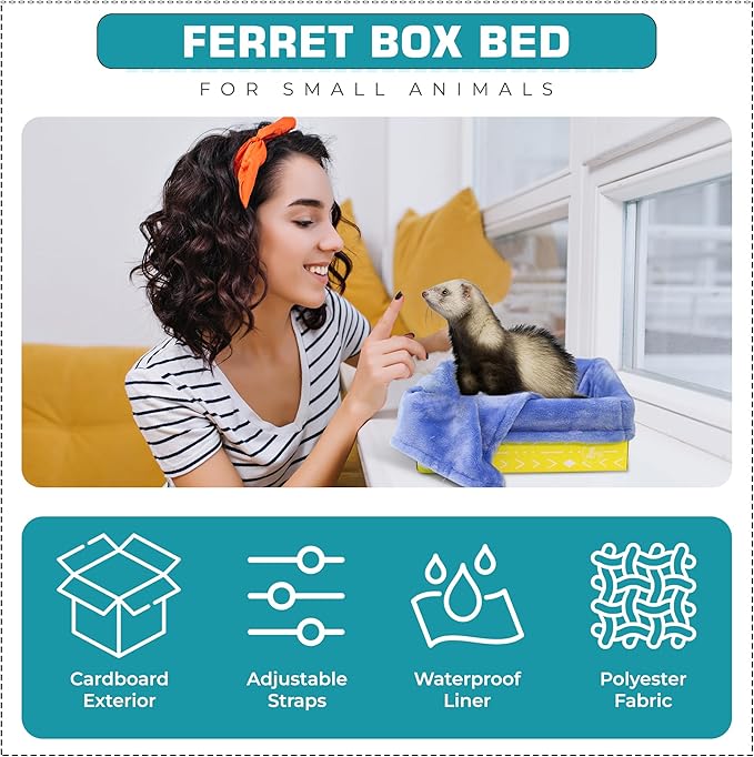 Ferret Hammock For Cage Box, use as Hanging Bed or Secure to Cage. Ferret Cage Accessories w/ Adjustable Straps, Perfect Small Pet Bed, Hanging cat hammock Bed, Guinea Pig Bed or Rabbit Bed.-PawvioPets