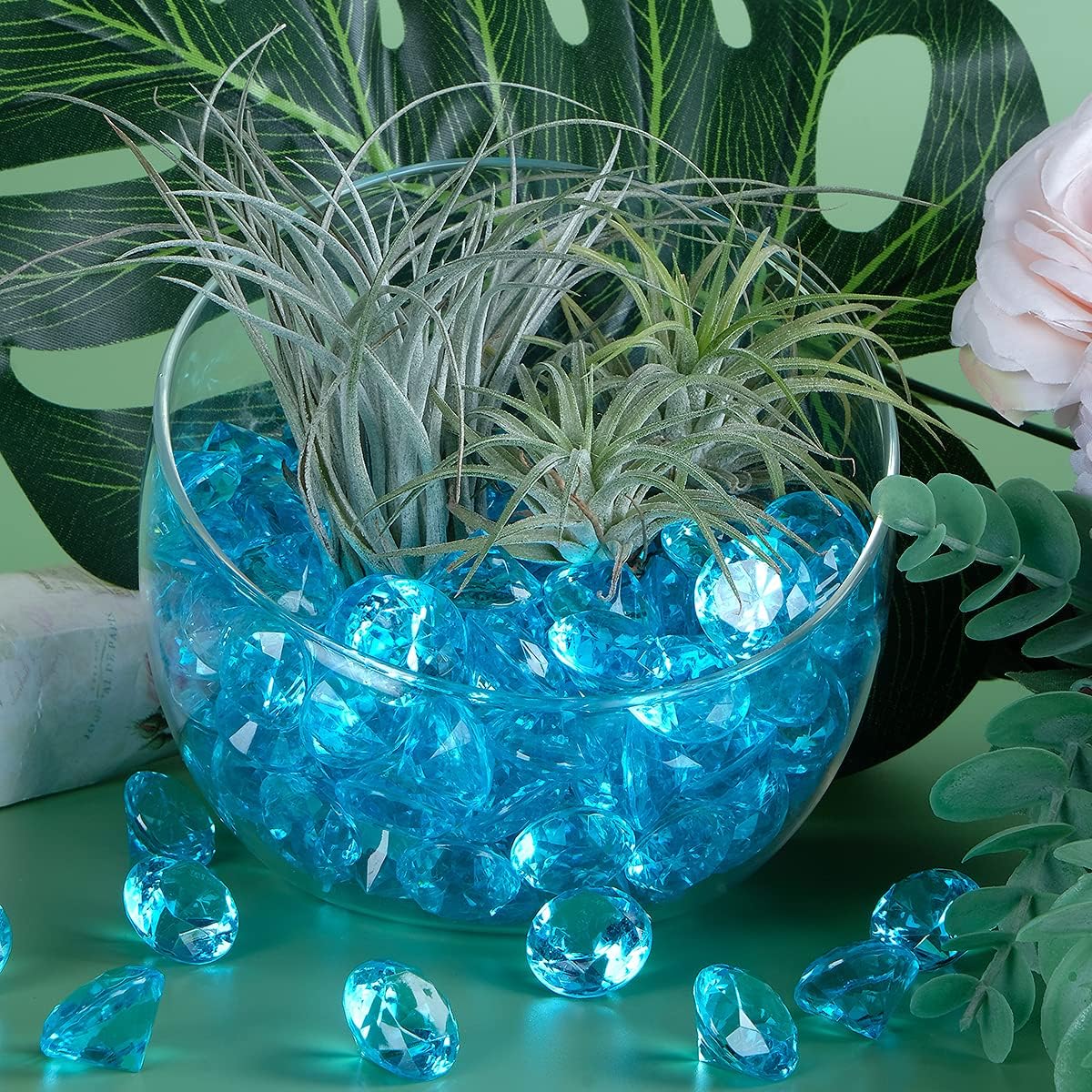 Acrylic Diamond Fake Gems Vase Filler, Babenest 240pcs 3/4 Inch Faux Diamonds Crystals Jewels for Table Scatters Wedding Party Event Arts & Crafts Birthday Decoration Favor (Baby Blue)