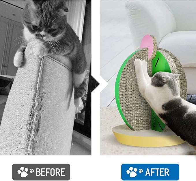 Cat Condo Scratcher Post Cardboard, Cactus Shape Cat Scratching House Bed Furniture Protector, Green Colour-PawvioPets