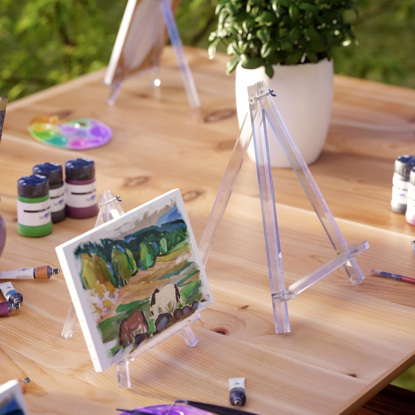 9 inch Acrylic Easel for Painting, 12 Pack Easel Stand for Wedding Signs, Tabletop Easels for Painting Canvases, Small Art Easel Canvas Stand Photo Display Tripod Holder for Kids Adults (12)